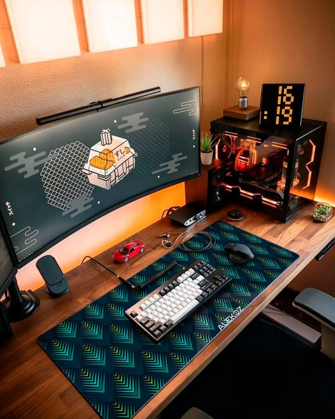 

Green Block Gaming Mouse Pad Gaming Mousepad with Stitched Edges Rubber Base 35.4x15.7 inch for Gaming Office Computer Work