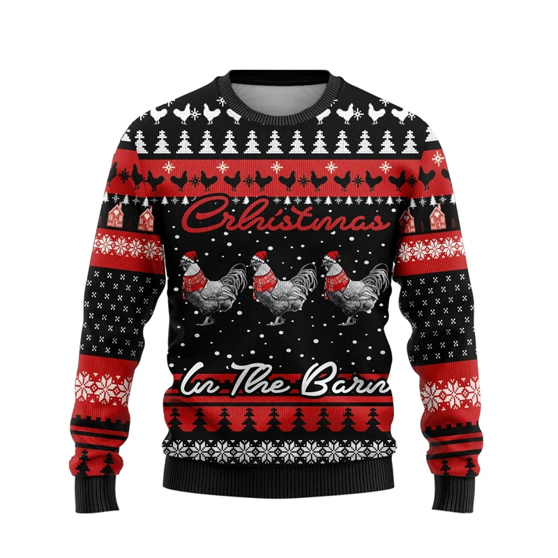 

Cute Chicken Graphic Jumper Sweater For Women Clothes Casual Girl Christmas Sweaters Autumn Roosters Ugly Christmas Sweatshirt