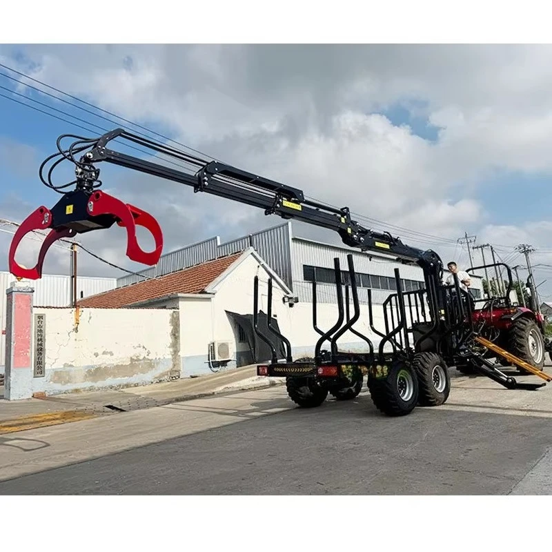 360 Rotation Log Trailer Grapple Hydraulic Wood Timber Trailer Crane PTO Driven Digital Motor