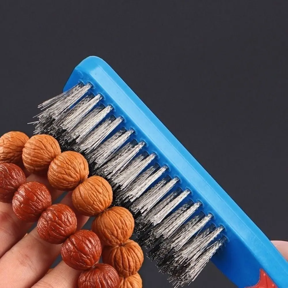 Metal Wire Brush Rust Removal Not Shed Silicone Handle Steel Brush Professional Kitchen