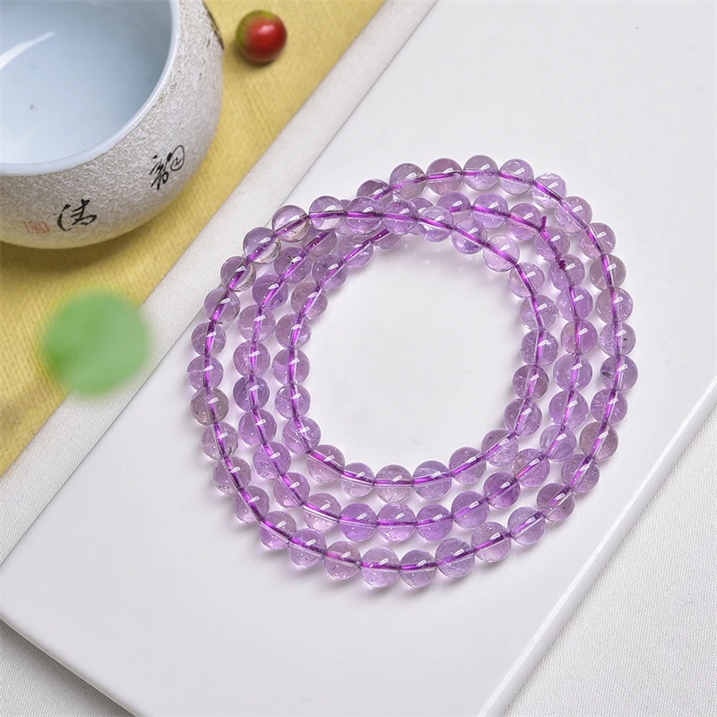 

Natural Amethyst Triple Circle Bracelet Crystal Reiki Healing High Quality Gemstone Fashion Jewelry Gift 1pcs