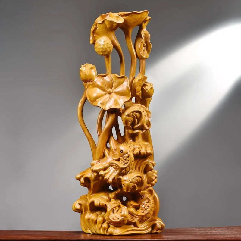 Home decoration camphor wood carvings have fish ornaments every year