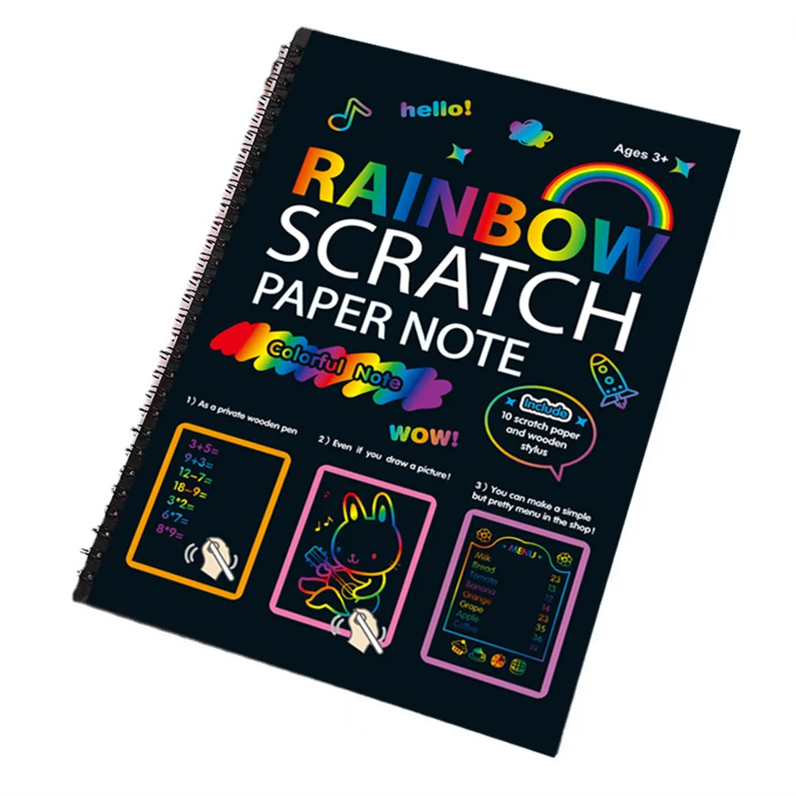 12 sheets/set of rainbow scratch-off books, art and craft supplies set, color drawing paper set, suitable for birthday game part