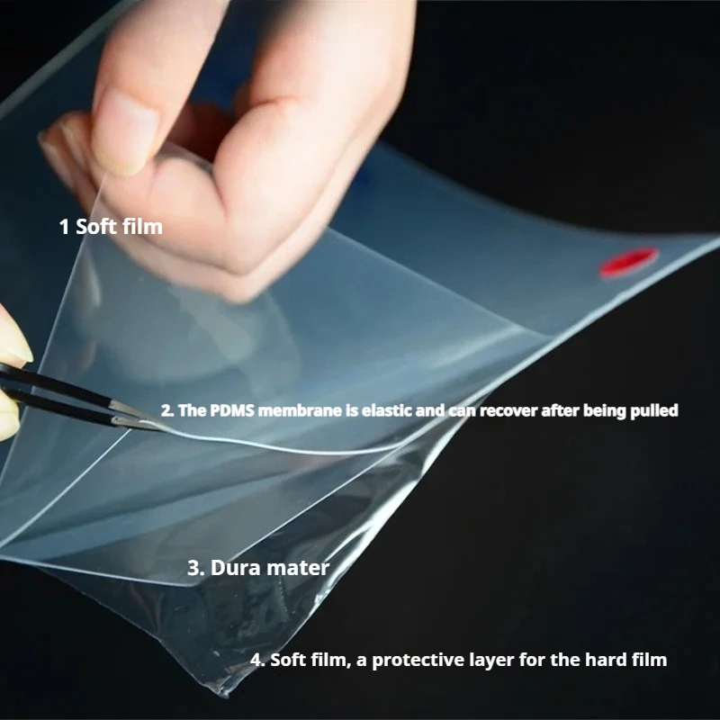 20-600μm PDMS Elastomer Film - Transparent Hydrophobic Silicone Membrane for Lab/Biomedical Use