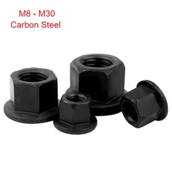 Black Flange Nut With Pad Hexagonal Enlarged Thickened High Pressure Plate Nut M8 M10 M12 M14-M30