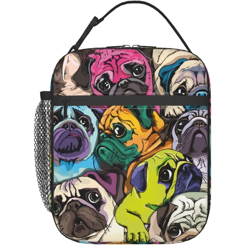 

Сумка для обеда с забавной собакой в виде мопса, изолированная многоразовая коробка для обеда, сумка для обеда, портативная сумка для бенто для мужчин, женщин, офиса, работы, путешествий