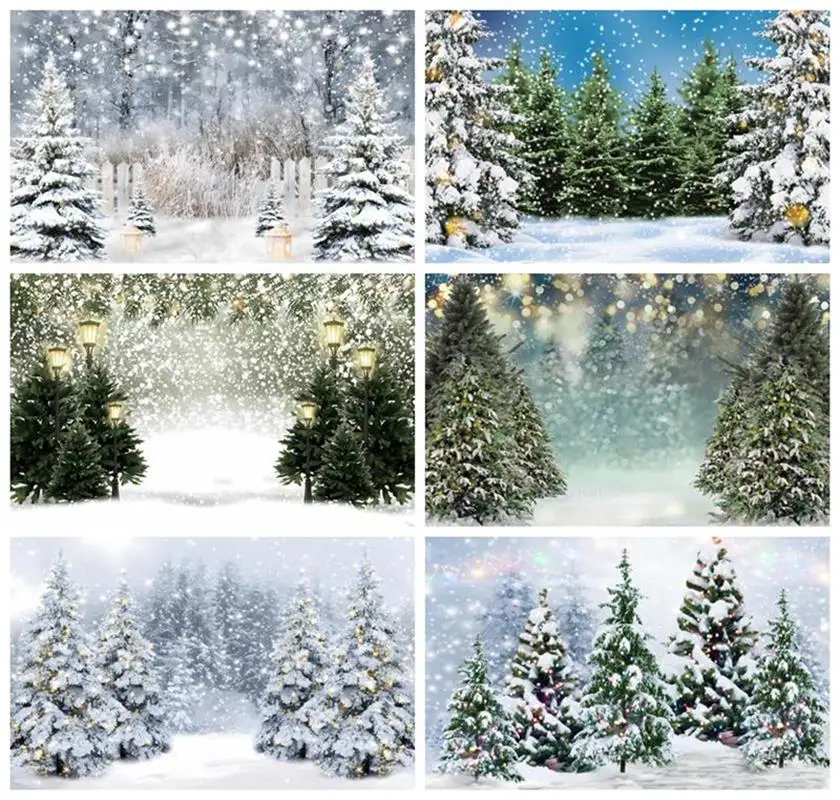 

Laeacco Christmas Tree Farm Photography Backdrop Winter Night Dreamy Light Bokeh Forest Kids Birthday Famliy Portrait Background