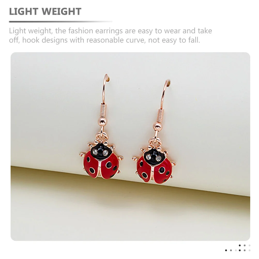 Ladybug Earrings Black Spot Red Charm Statement Girl Unique for Women Cute Drop Teen Girls Trendy Hook Metal