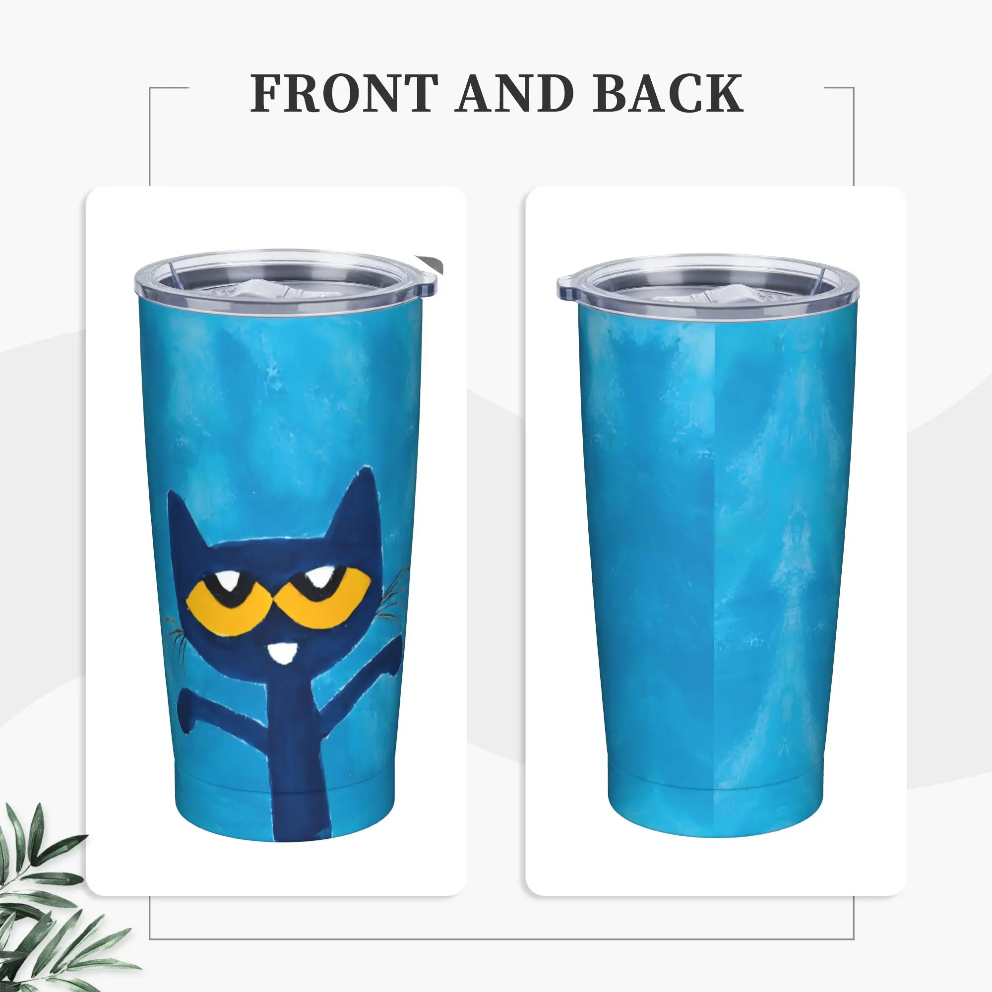 Cartoon Pete the Cat  Tumbler Vacuum Insulated Groovy  Coffee Cups with Lid Straw Outdoor Mug Hot Cold Drink, 20oz