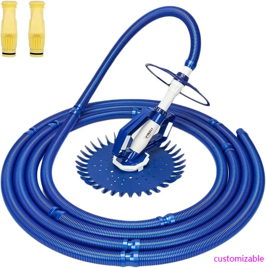 

Pool Vacuum Above Ground Indoor Outdoor Automatic Swimming Pool Cleaner Sweep Sweeper with 33FT Hoses (Nave Blue)