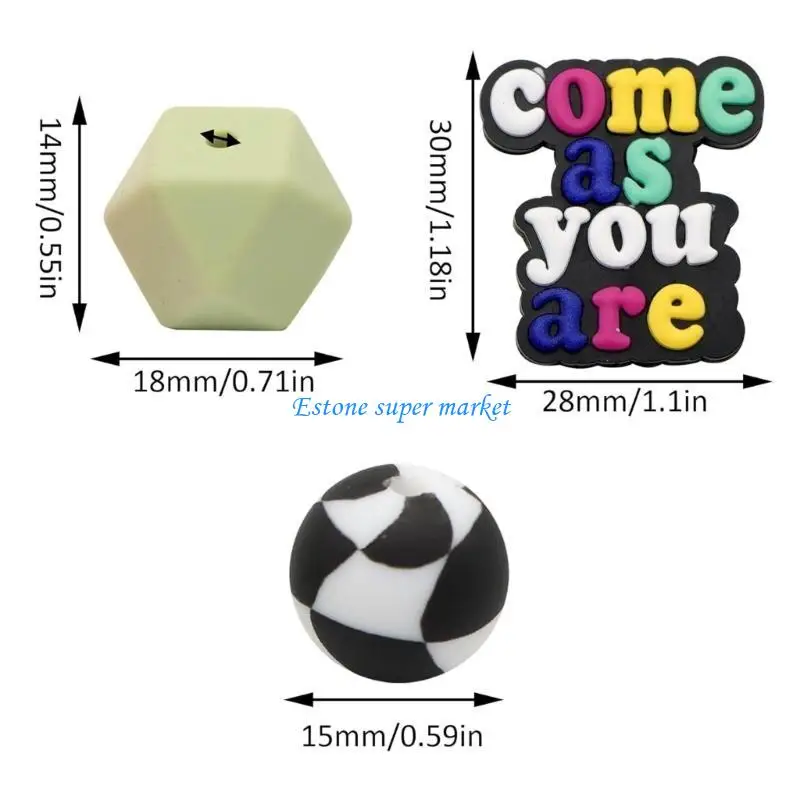 Conjunto contas silicone coloridas 090B para chaveiro, criando cores e formas da para fazer você mesmo