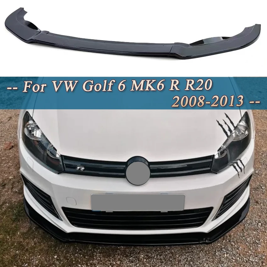 

Внешние детали для Volkswagen Golf 6 MK6 R R20 2008-2013, глянцевый черный ABS, передний бампер, разделитель губ, диффузор, спойлер, защита, тюнинг