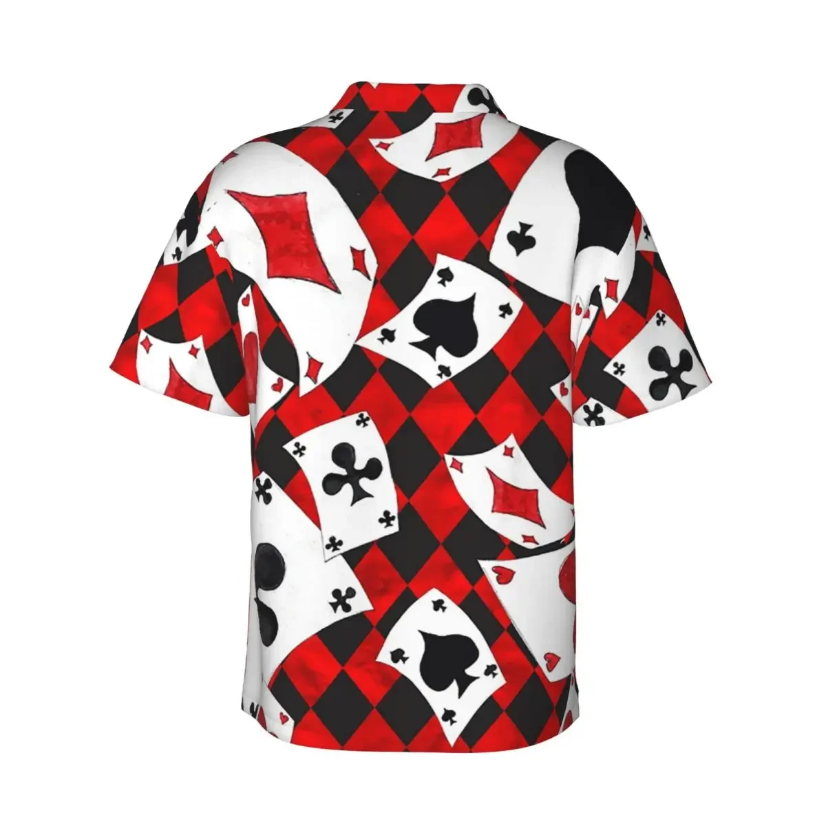 Cool Poker Playing Cards Pattern Gambling Card Game Men's Shirts Hawaiian Short Sleeve Shirt Funny Lapel Tops for Summer Beach