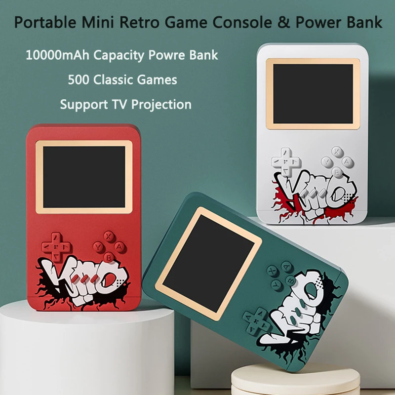 

Portable Retro Game Console 3.0 inch HD Screen Dual USB 10000Mah Large Capacity Power Bank 500 Game Handheld Video Game Player