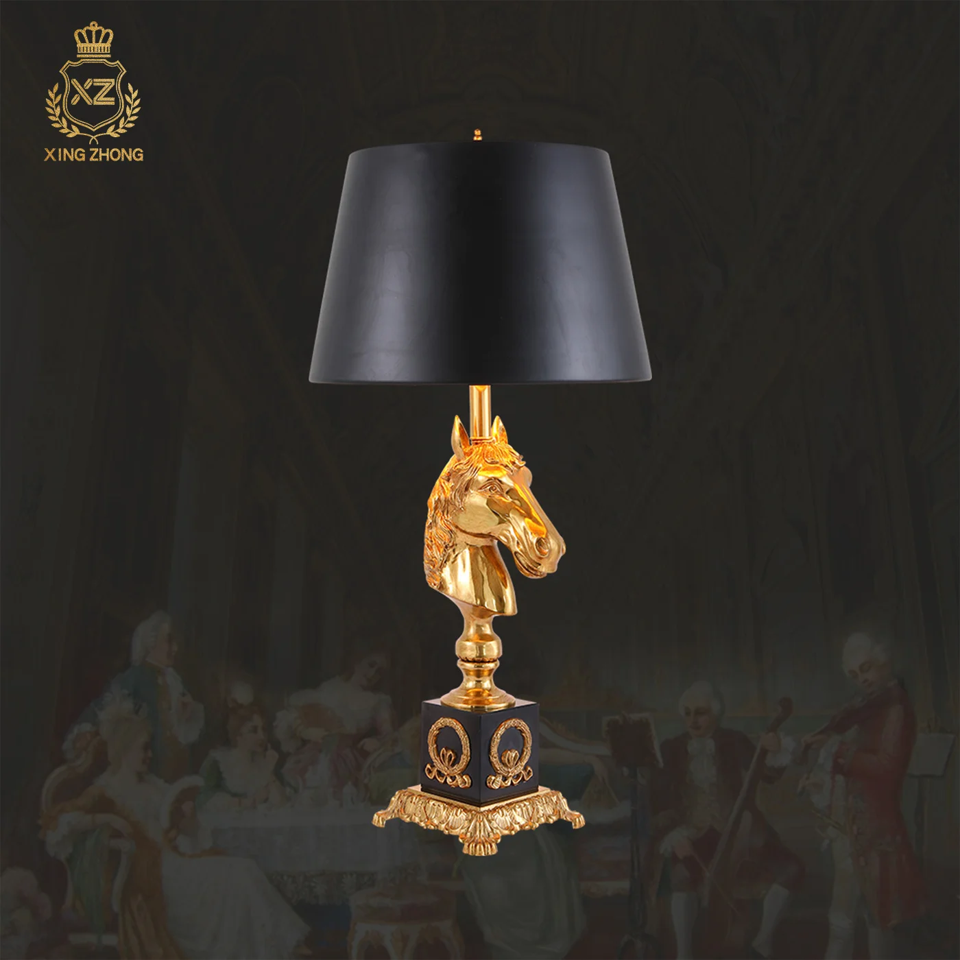 French Retro Black Fabric Decorative Villa Living Room Side Table Brass Table Lamp Bedroom Desk Bright Reading Light