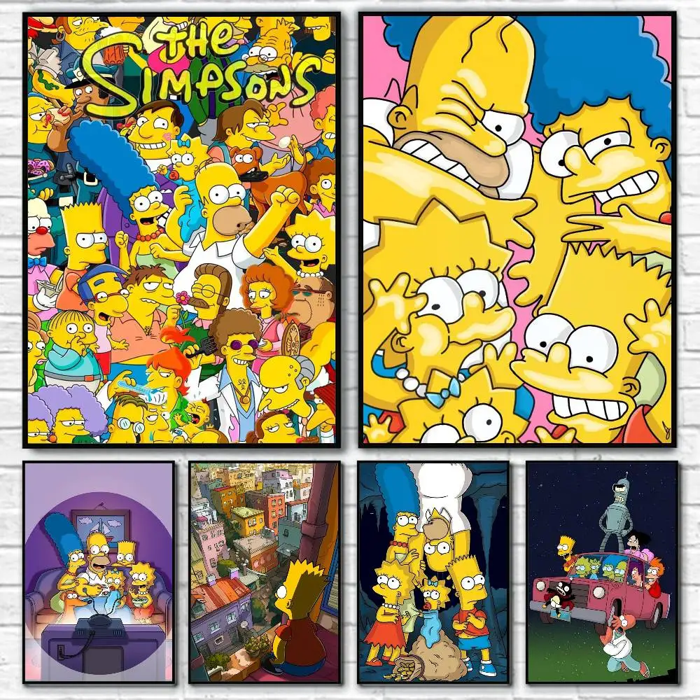 1 Stück The Simpsons Poster HD-Druck Vintage Wandkunst Dekoration für Zuhause Arbeitszimmer