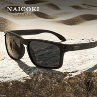 NAICOKI Polarized Sunglasses For Men Driving UV Ray Cut Lense Sun Glasses Vintage Fashion Square Frame Black Men's Shades CP9417
