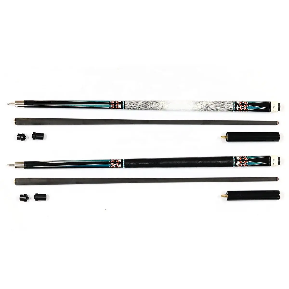 Real Carbon Fiber 1/2 Billiard Carbon Graphite Pool Cue 12.5mm Tip with Leather Grip and Extension