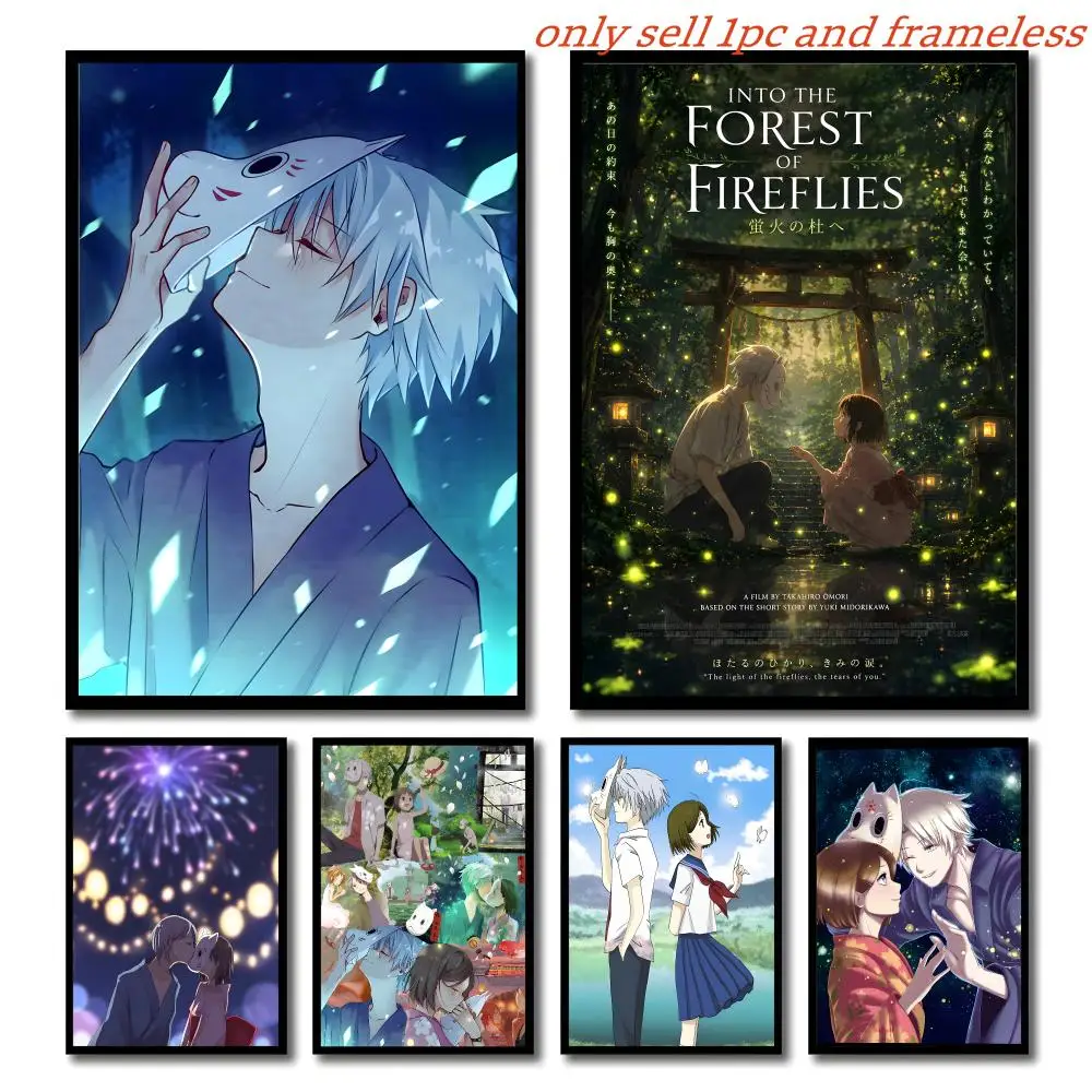 Cartoon Movies Forest Of Fireflies Poster Self-adhesive Living Room Bedroom Party Bar Decor Moisture-proof Fade-resistant HD