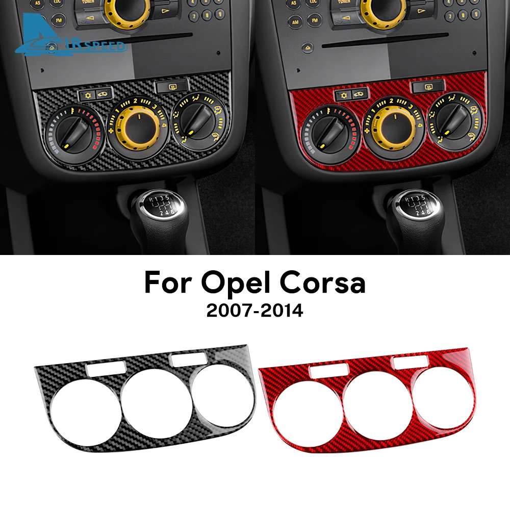 Pegatina de fibra de carbono suave Real para Opel Corsa 2007 2008 2009 2010 2011 2012 2013 2014 LHD RHD Panel de perilla de Control Central de coche