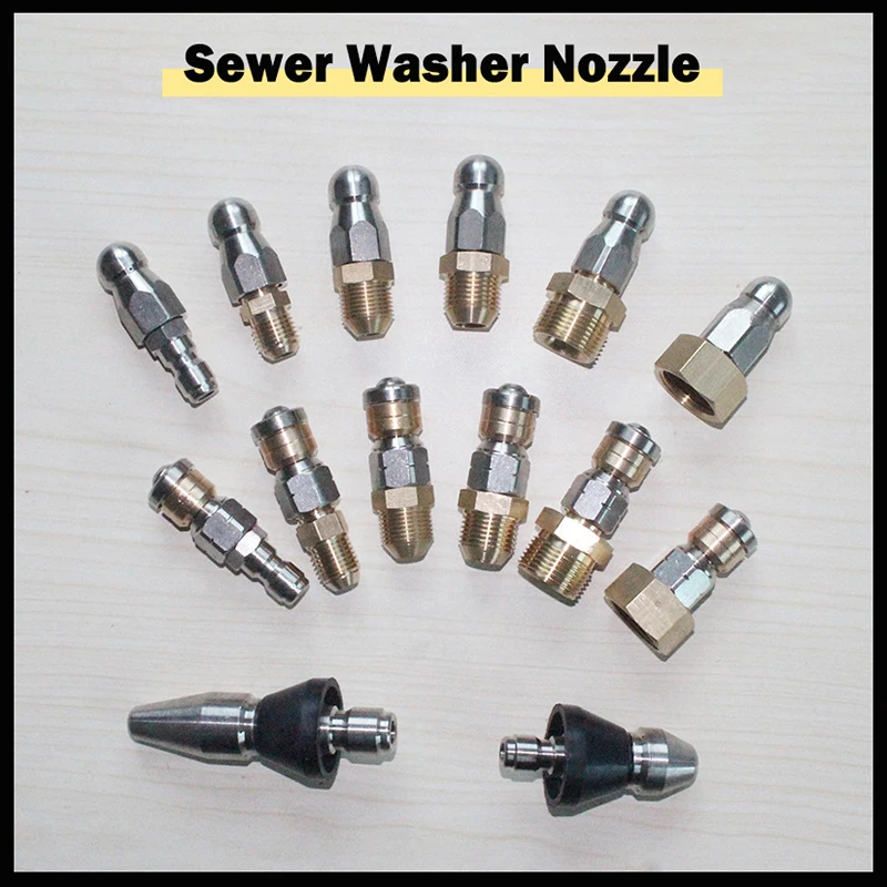 

1/4 3/8 Jetter Washer Nozzle Drain Sewer Dredge Cleaning Pipe Nozzle Stainless Steel Rotary Nozzles Quick Plug Drain Hose Nozzle