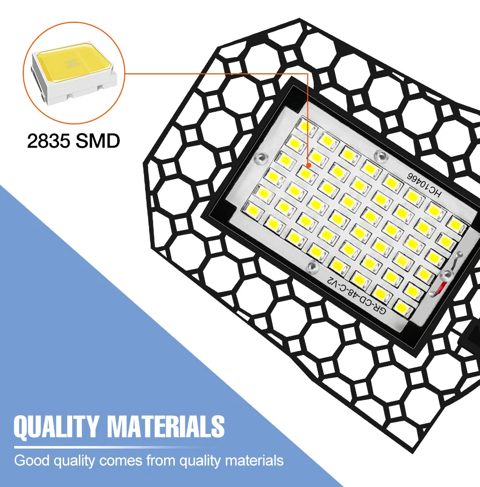 200 W LED-Birne E27/E26 Lampe Garagenleuchte AC 220 V zusammenklappbar verformbare Hochregallampen Strahler Home Warehouse Workshop Parkplatz – Detail 4