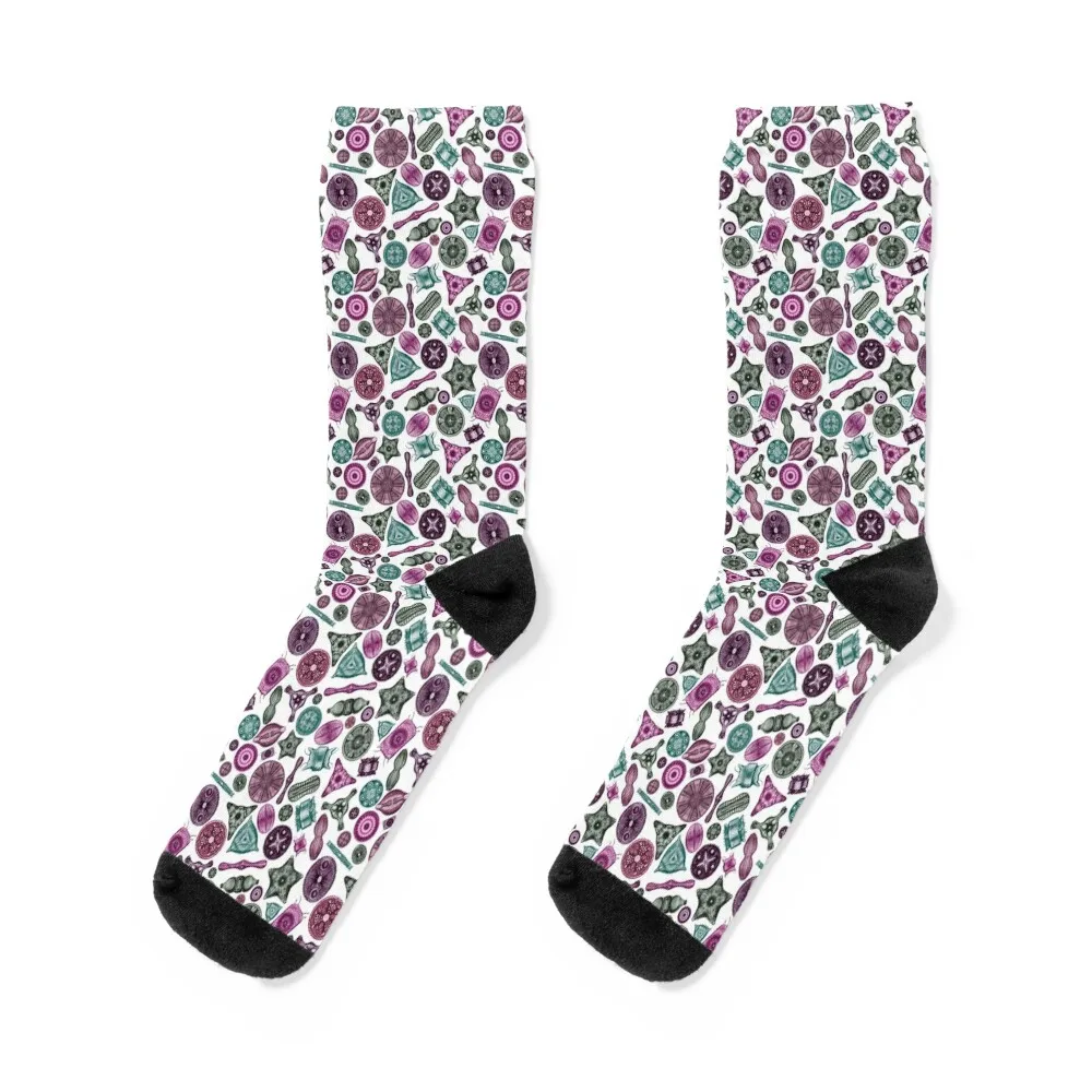 Ernst Haeckel Teal Diatoms Tossed in Pinks and Greens Socks Stockings Antiskid soccer short Sports Women's Socks Men's