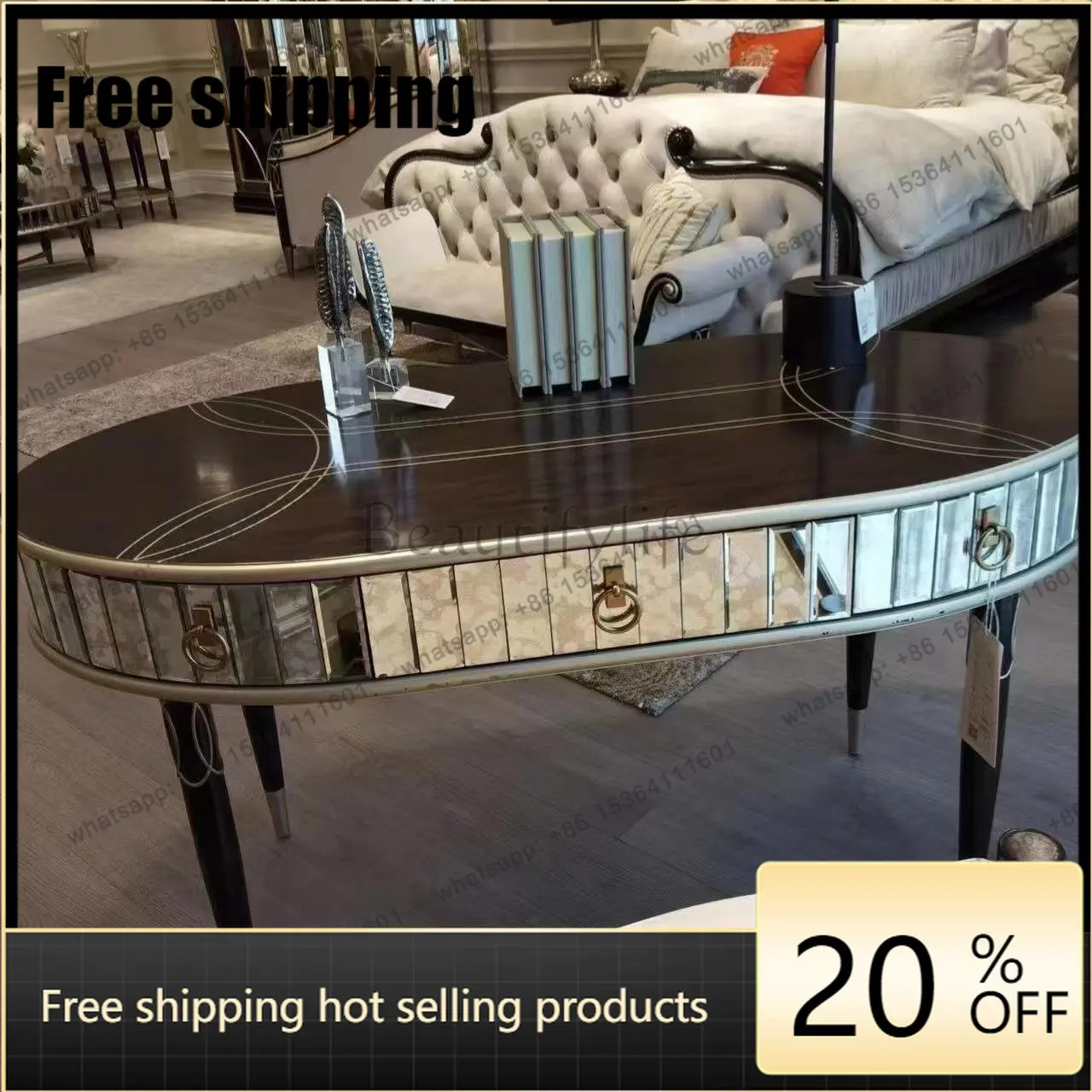 HJ American light luxury desk light luxury solid wood desk customization