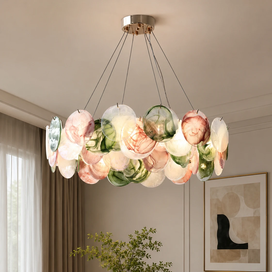 Italy Murano Glass Chandelier Pendant Light for Living Room Bedroom Dining Room Restaurant Modern Glass Chandelier with E14 Bulb