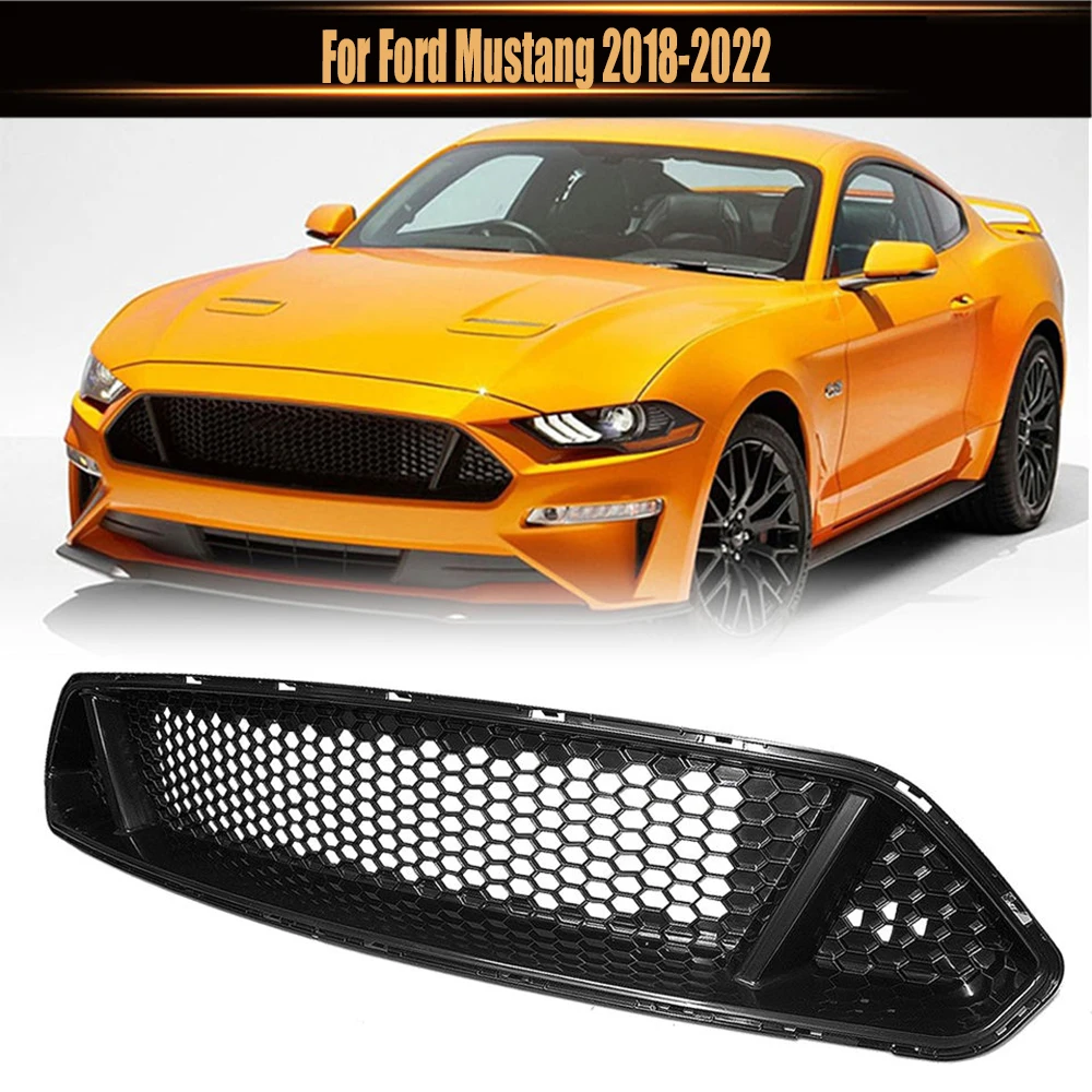 

Front Bumper Racing Grill Upper + Lower Grills Cover High Quality ABS Mesh Grille Honeycomb Grid For Ford Mustang 2018-2022