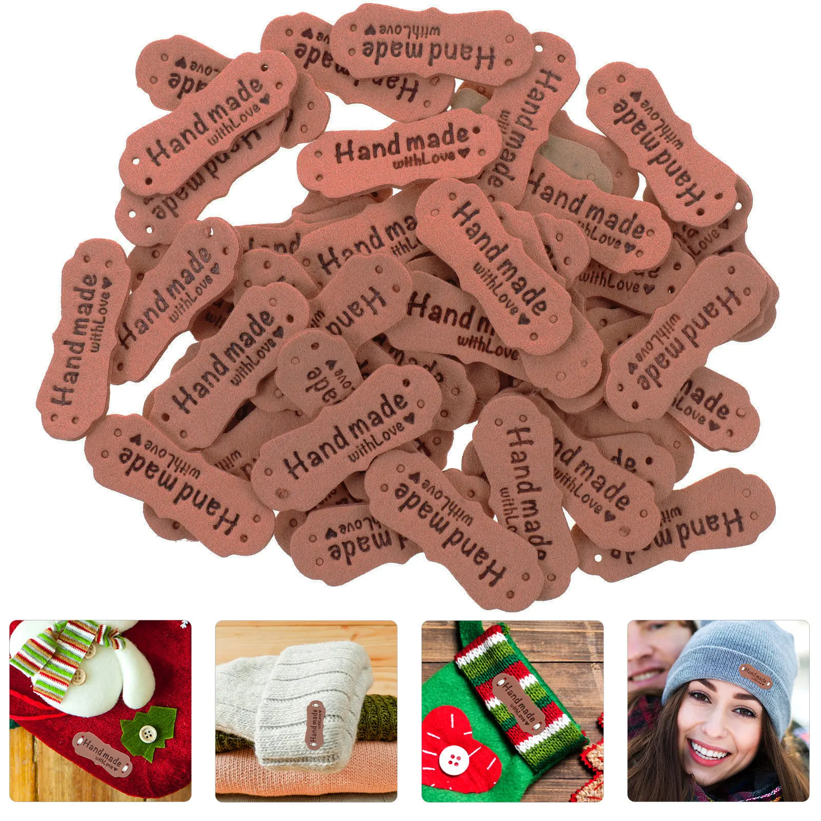 

50Pcs Handmade Crochet Tags Sewing Labels for Sweater Hat Clothes Accessories DIY Crafts Personalized Labels