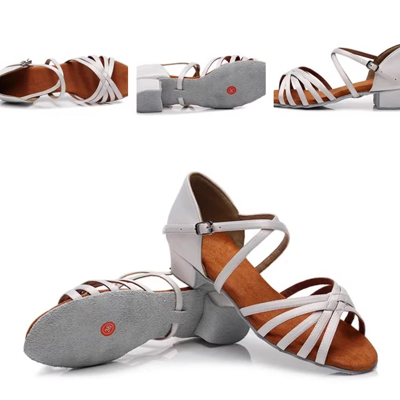 Chaussures de danse latine à talons bas pour enfants, chaussures de danse jazz pour femmes, chaussures de tango pour filles, EU 24-41, nouveau