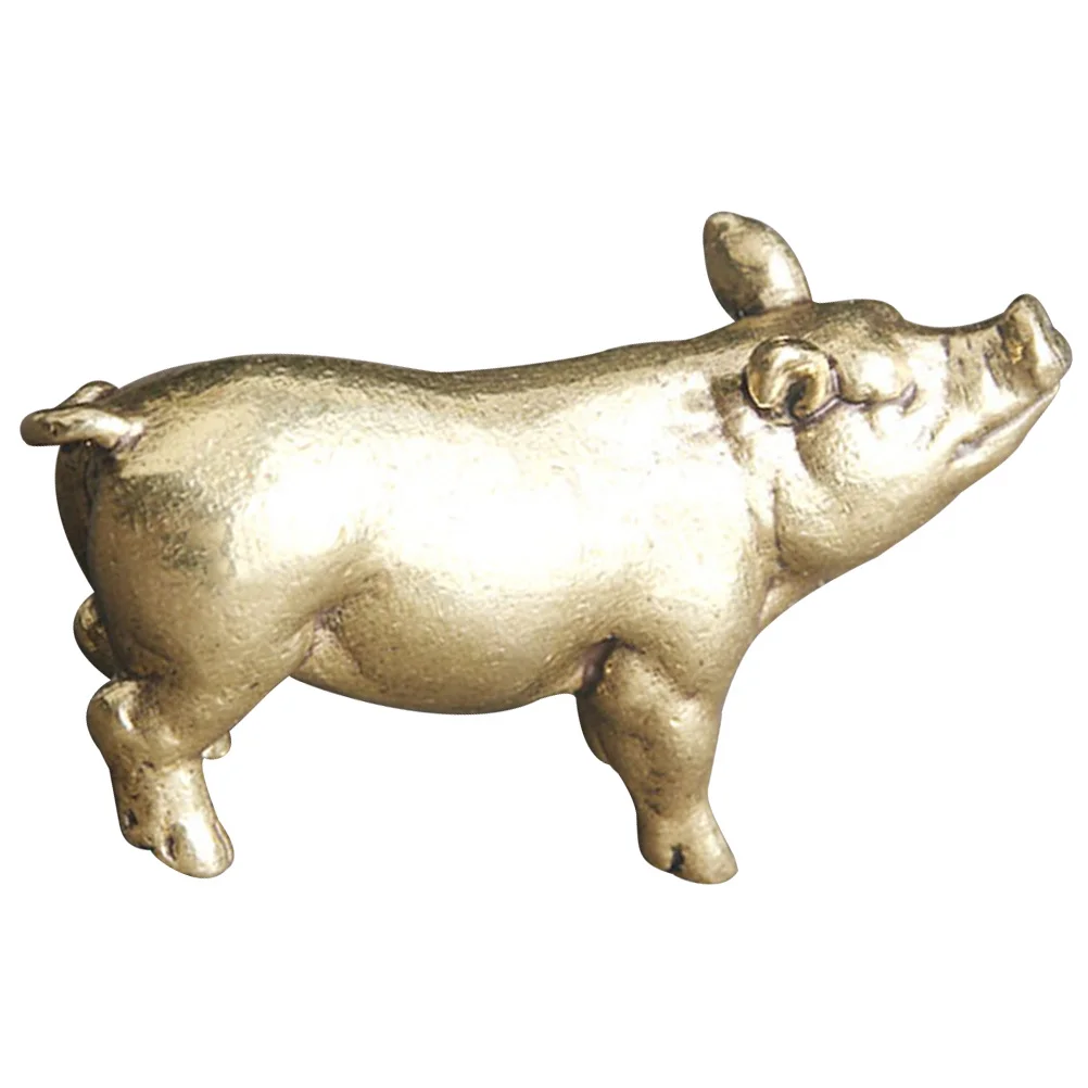 

Vintage Brass Pig Adornment Miniature Statue Tabletop Decoration Home Office Use Brass Pig Figurine Piggy Decoration