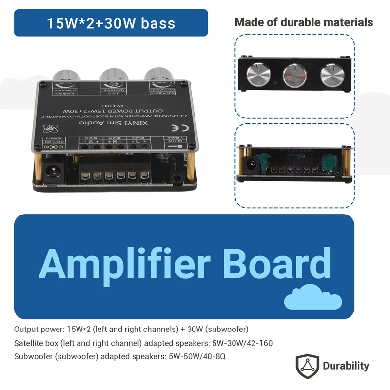 【HOT】XY-E30H 2.1 قناة بلوتوث 5.1 مضخم الطاقة الصوتي لوحة تركيبية عالية ومنخفضة 15Wx2 + 30W مضخم الصوت المتكلم