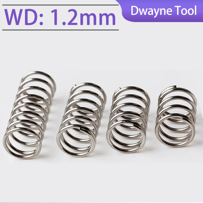 

304 stainless steel compression spring, WD: 1.2mm，OD: 7-22mm，L: 10-100mm, Industrial, Toys, Vending machine ，DIY，Springs，10Pcs