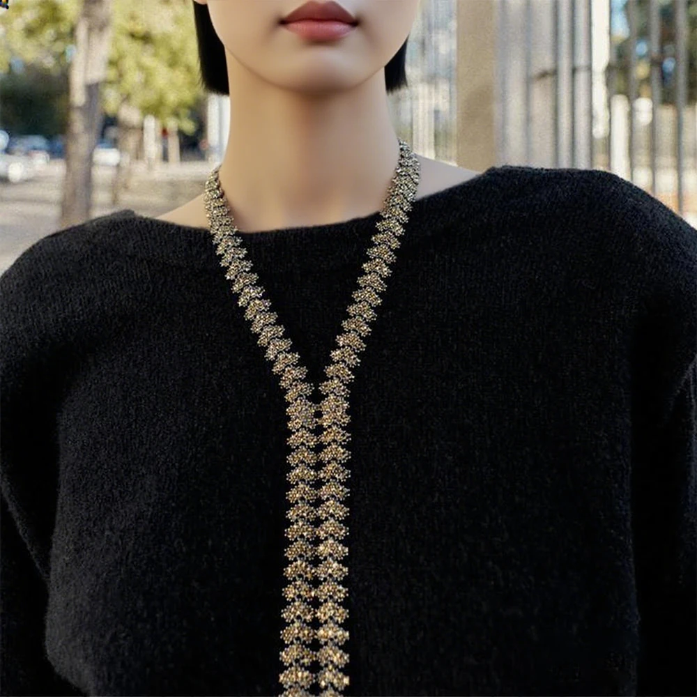 

2025 ZAA Vintage Rhinestone Choker Necklaces for Women Luxury Banquet Party Jewelry Statement Neck Accessories