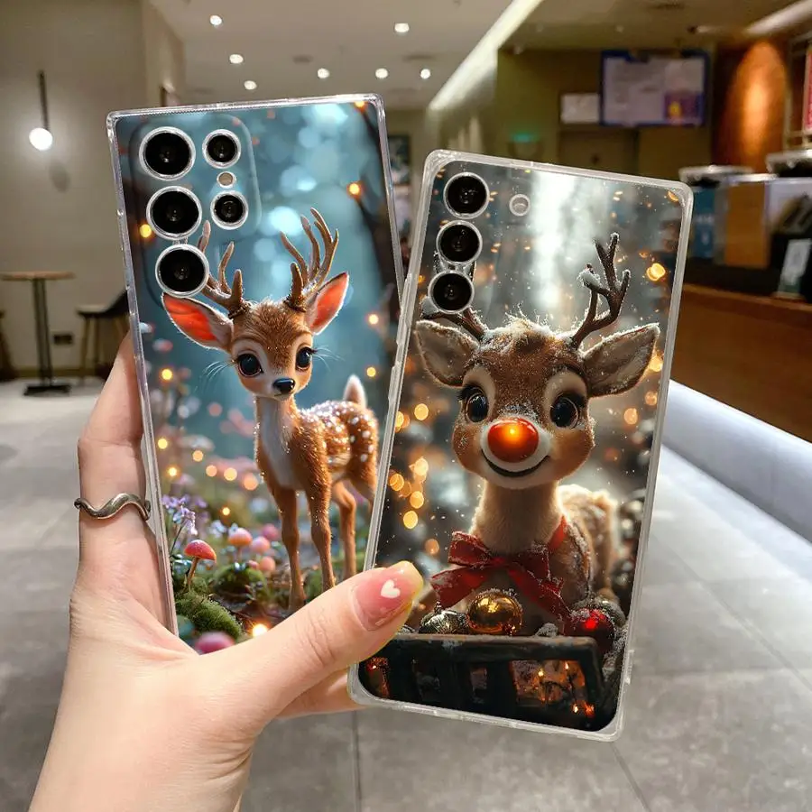 Custodia per telefono per Samsung Galaxy S10 Plus S22 S24 FE S20 S21 S25 Ultra S23 Nota 10 20 Ultra Trasparente Morbido Cervo della Foresta Profonda