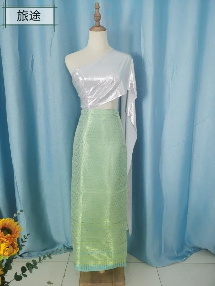 شال نسائي صيفي ملفوف ، حبة لامعة ، قمصان شبكية ، طراز جنوب شرق آسيا ، مهرجان حفلات ، داي ، تايلاندي تقليدي