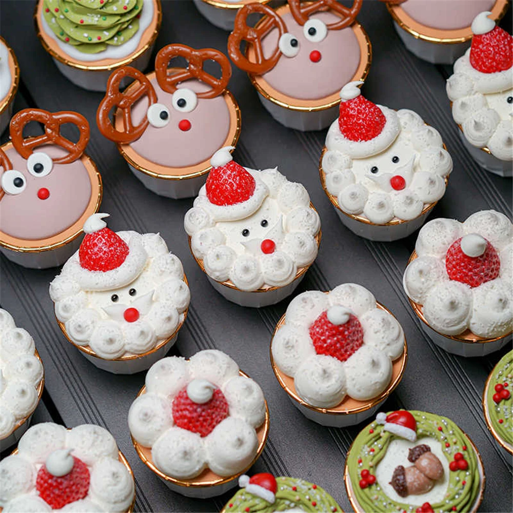 cake fake food artificial gift for christmas party decorations simulation Santa Claus christmas deer hat tree cupcake cake model