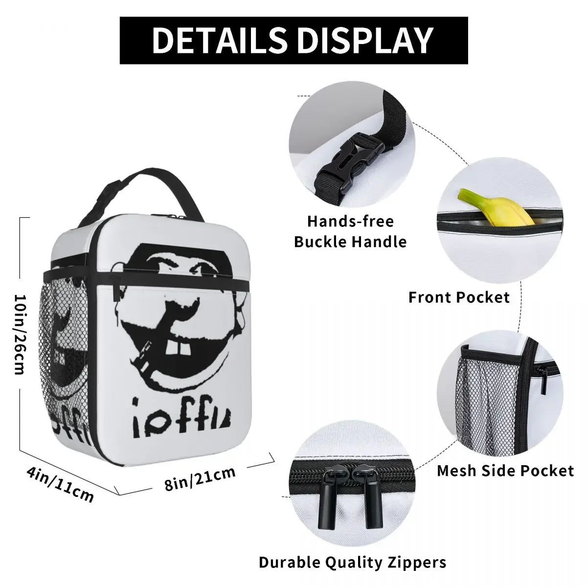 Jeffy Face Sml Rapper Insulated Lunch Bag for Women Office Cooler Thermal Food Box Tote Leakproof Lunch Boxes Container