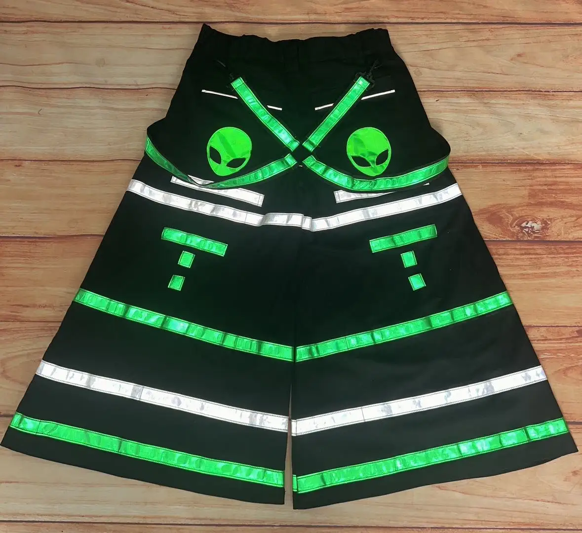 PHATTPANT Celana Phat Celana Penglihatan Malam Strip Reflektif Keren Mode Celana Menari Hantu Shuffle Celana Panjang Bercahaya ET NO02