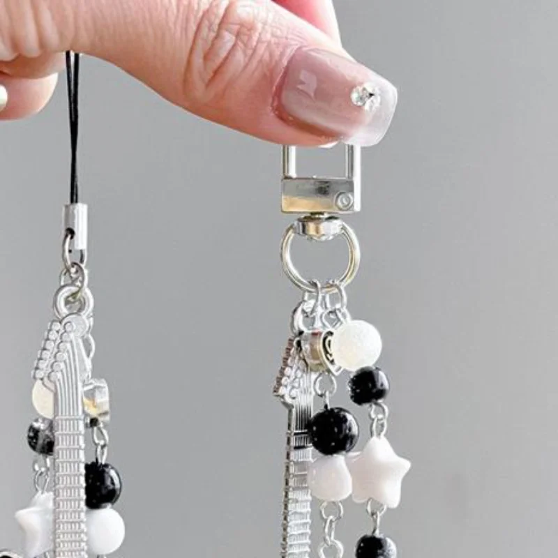 Guitar Microphone Phone Chain Cute Bag Charm Bag Accessories Брелок на сумку Anti-Lost Keychain Fashion Gift Music Lover Girl