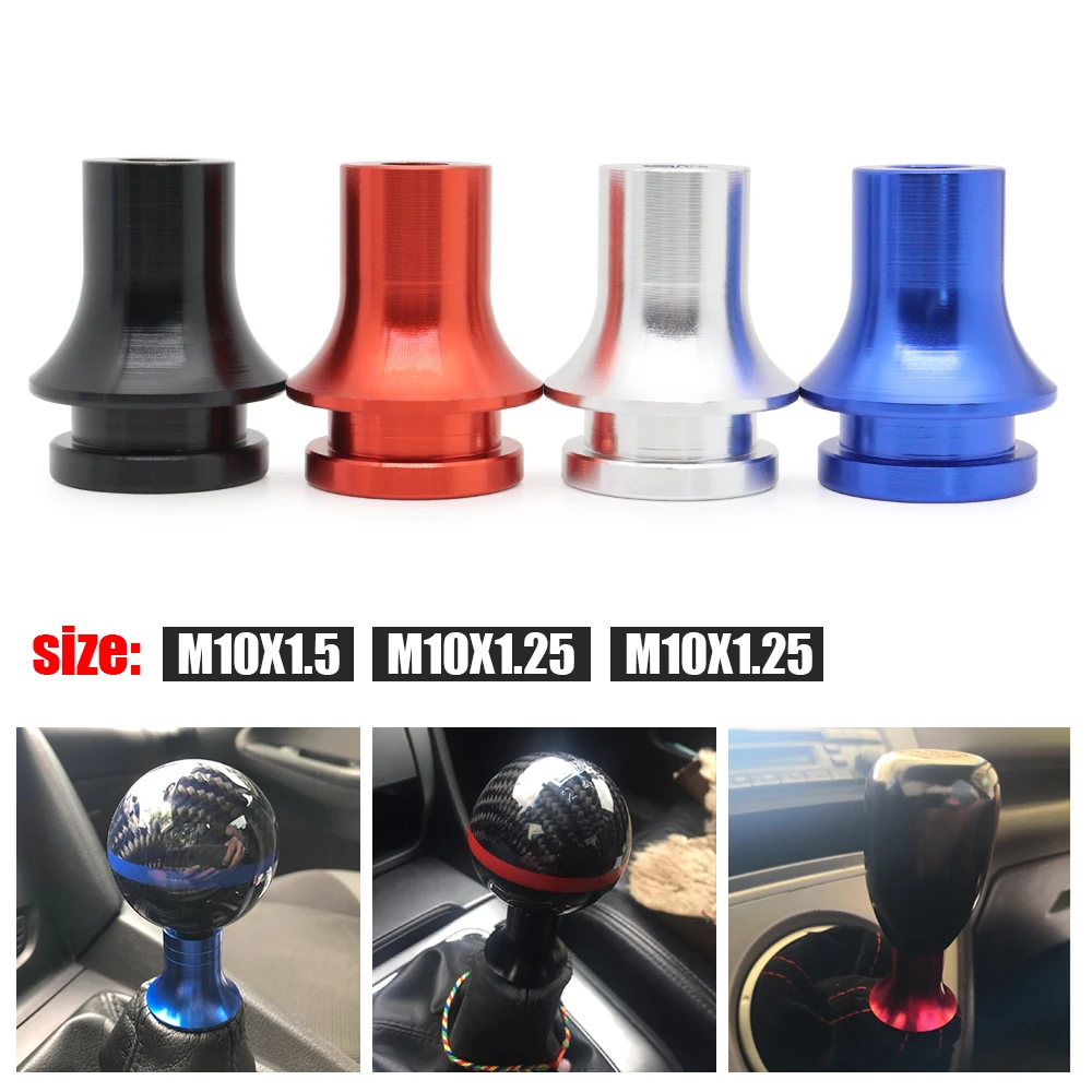 Uniwersalna gałka zmiany biegów M10X1.25 M10*1.5 M12*1.25 Adapter uchwytu gałki zmiany biegów Ręczna dźwignia zmiany biegów Czerwony/Czarny/Niebieski/Srebrny