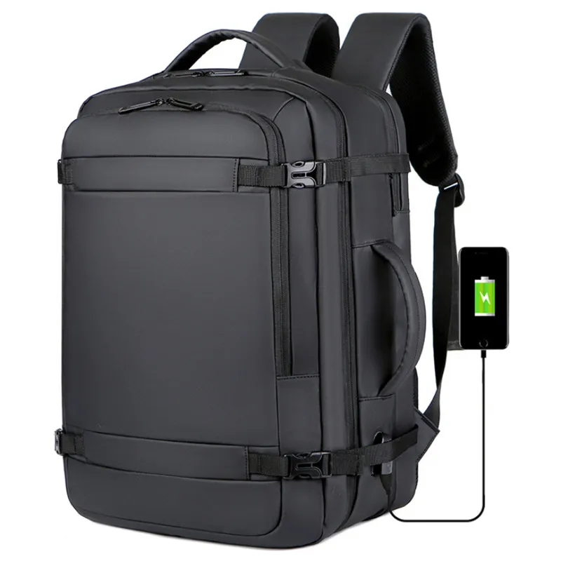 Mochila de viaje LExpandable con USB para hombre, bolsa de transporte aprobada por vuelo para aviones, resistente al agua, duradera, 17 pulgadas, 2023 40