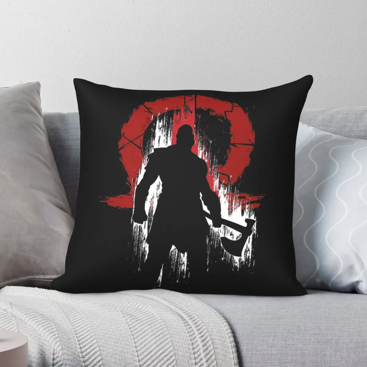 God Of War Ragnarok Kratos Square Pillowcase Polyester Linen Velvet Creative Zip Decor Throw Pillow Case Home Cushion Case