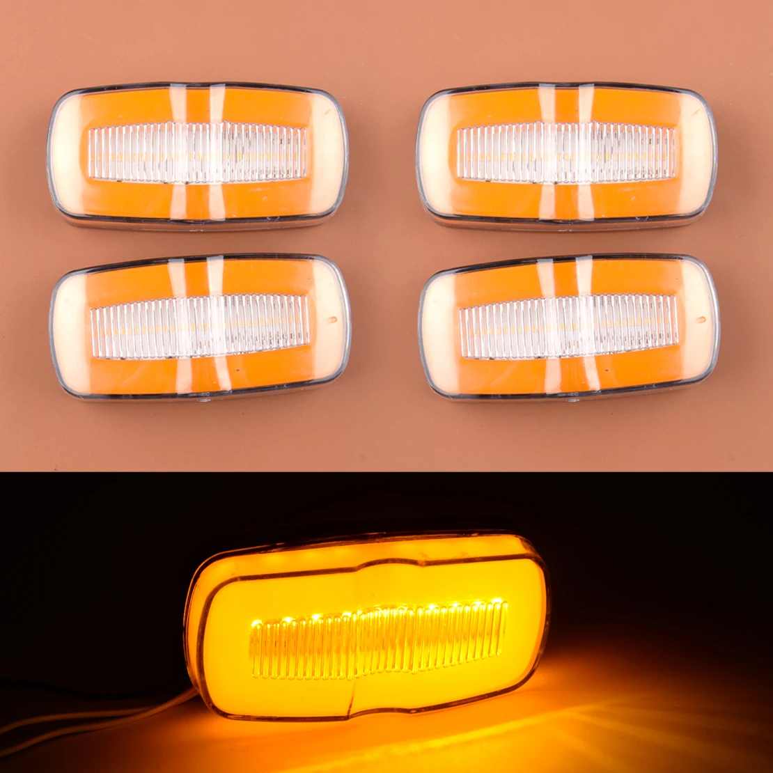

4 шт., грузовой прицеп, 4 дюйма, светодиодный янтарный боковой габаритный фонарь, указатель поворота, подходит для автомобилей, автобусов, грузовиков, полуфургонов, автофургонов, IP67