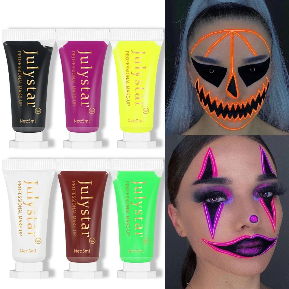 Halloween Gezicht Bodypainting Crème Waterdicht Fluorescerend Roze Groen Zwart Wit Geel Verf Crème Party Art Up Gezichtsmake-Up