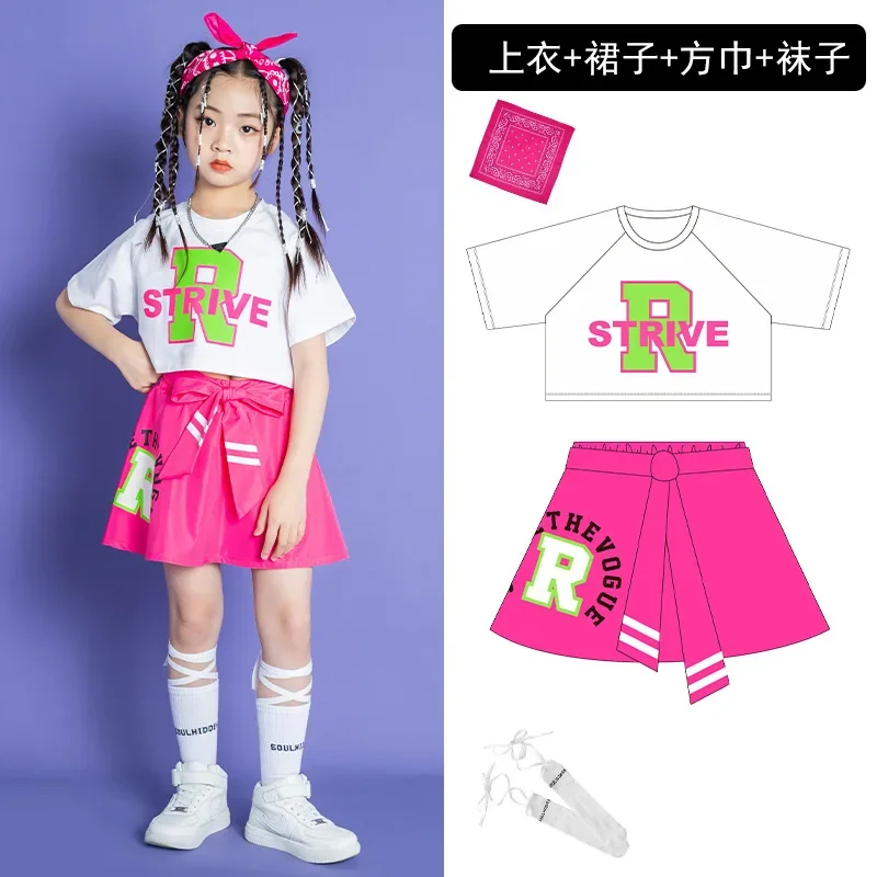 Kids Street Dance Wear for Girls Boys Dancewear Dancing Clothes Ballroom Jazz Hip Hop Skirt Fashion Costumes T Shirts Shorts