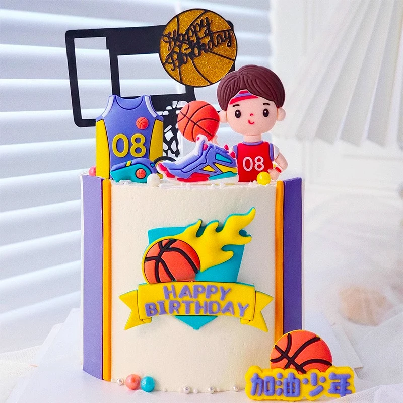 Sport Boy Basketball Cake Decoration Boys Happy birthday Jerseys Shoes Whistles Sports Baking Cards Party Cake Gift
