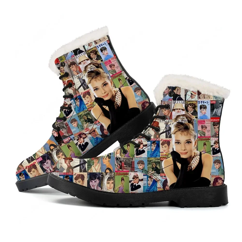Audrey Hepburn actress Plush Boots Mens Womens Teenager Shoes Casual Boot Light High Quality Keep Warm in Winter Customize Boots